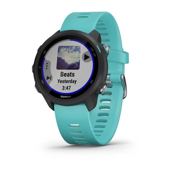 Часы Garmin Forerunner 245 Music черные с бирюзовым ремешком

